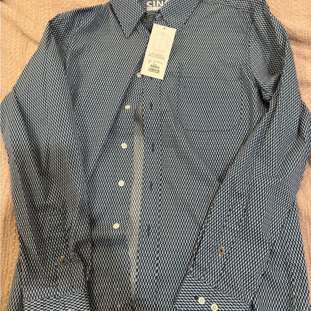 Cinch Navy Geometric Dress Shirt